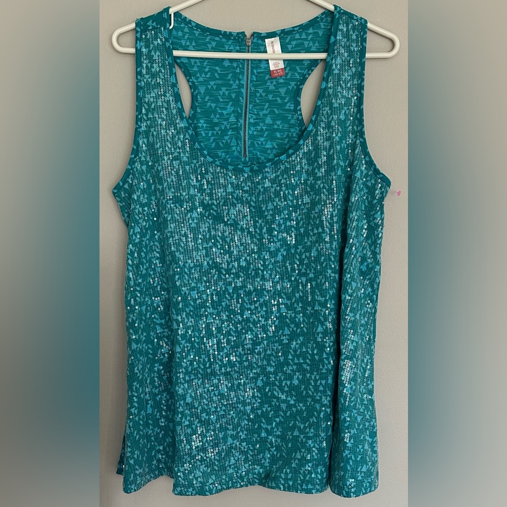 NO BOUNDARIES size 15/17 Junior,  Teal Sequin Tank Top